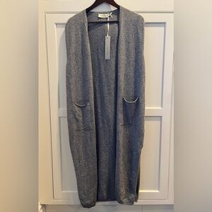 Antonello Serio women open front long cardigan pockets gray Size M Italy NWT